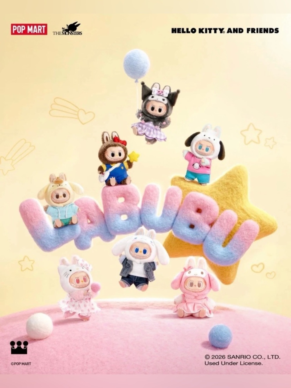 Popmart Labubu The Monsters x Hello Kitty Sanrio Series Vinyl Plush Pochacco